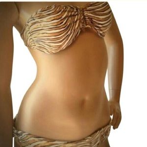 Trina Turk Bandeau Bikini Top Metallic Zebra